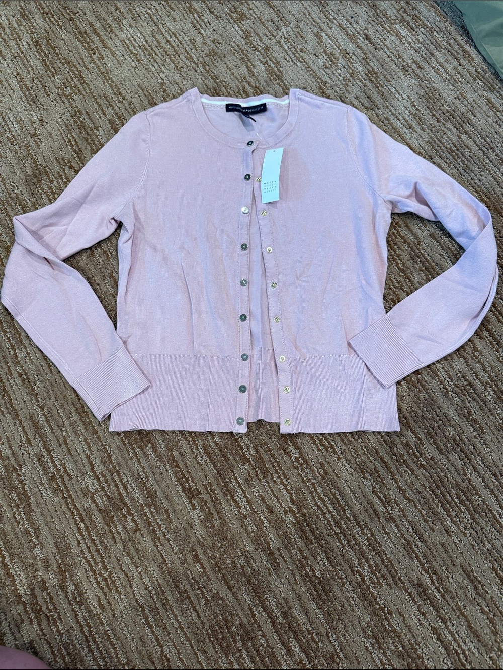 White House Black Market Light Pink Button-Front Cardigan